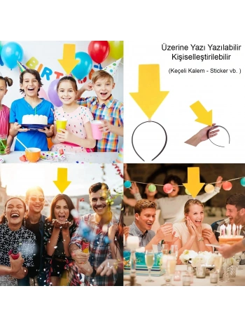 Kişiselleştirilebilir Ok Taç – Üzerine Yazı Yazılabilen Parti Tacı Sarı Renk