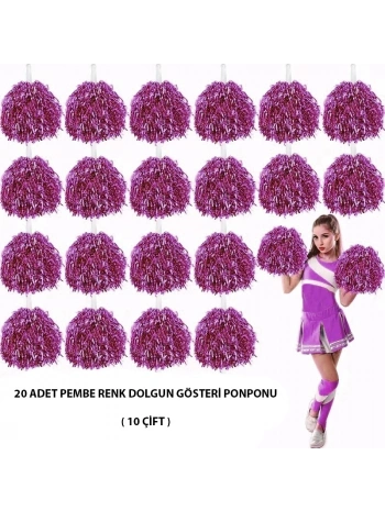 10 Çift ( 20 Adet ) Pembe Renk 23 Nisan 19 Mayıs 29 Ekim Okul Gösteri Ponponları