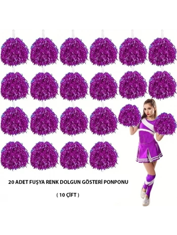10 Çift ( 20 Adet ) Fuşya Renk 23 Nisan 19 Mayıs 29 Ekim Okul Gösteri Ponponları