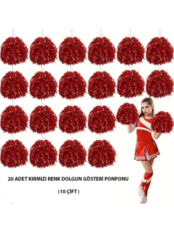 10 Çift ( 20 Adet ) Kırmızı Renk 23 Nisan 19 Mayıs 29 Ekim Okul Gösteri Ponponları