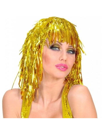 Altın Sarısı Işıltılı Metalize Parti Peruğu