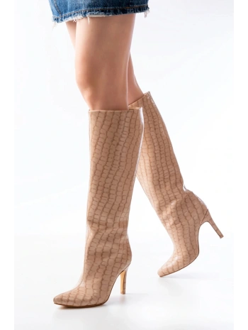 SYT-2004 Bej Kroko Günlük Bayan Çizme