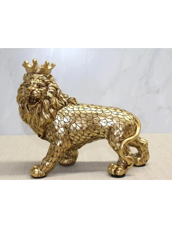 Polyester Dekoratif Taçlı Aslan Figürü Alk2576