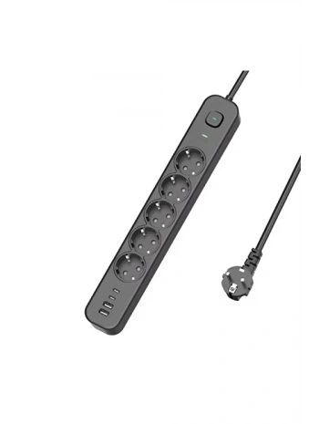 5 Prizli Akım Korumalı Uzatma Kablosu | 2xusb-a + 2xusb-c | 3680w - 2m Kablo