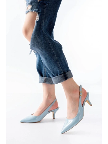 ST-1152 Bebe Mavi Rugan Günlük 7 cm Topuklu Kadın Ayakkabı