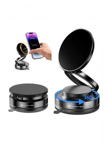 Metalik Magsafe Telefon Tutucu Tüm Yüzeylerle Uyumlu Vakumlu 360 Dönen Oynar Başlık