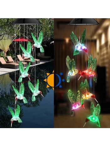 Solar Led Işıklı Kuşlu Bahçe Dekoru 6 Ledli,renkli Işık