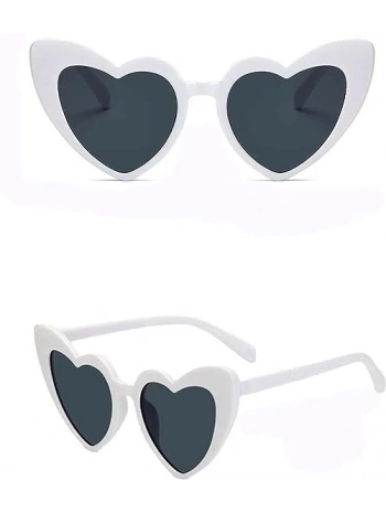 Beyaz Renk Kalp Gelin Düğün Gözlüğü 15x5 Cm