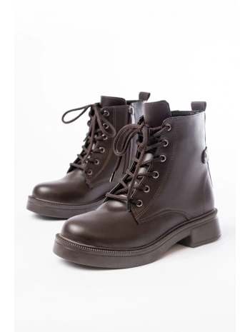 02-2003 Kahve Cilt Bağcıklı Fermuarlı Günlük Kadın Bot