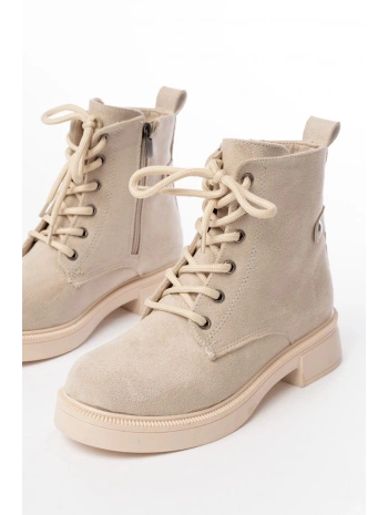 02-2003 Bej Süet Bağcıklı Fermuarlı Günlük Kadın Bot