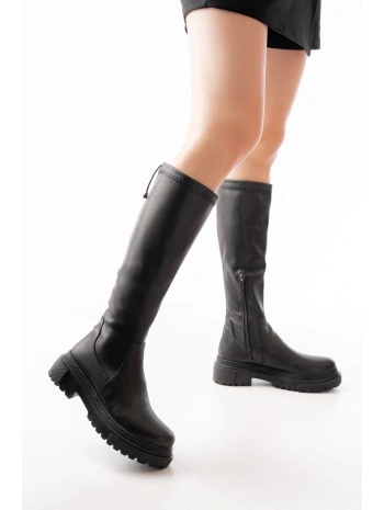 812-2291 Siyah Fermuarlı Günlük Kadın Çizme