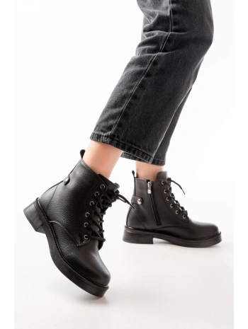 02-2003 Siyah Galata Bağcıklı Fermuarlı Günlük Kadın Bot