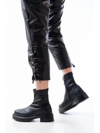 236-2011 Siyah Streç Fermuarlı Günlük Kadın Bot