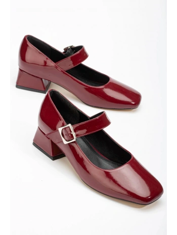 ST-006 Bordo Rugan Günlük 4 cm Topuklu Bayan Ayakkabı