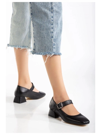 ST-006 Siyah Günlük 4 cm Topuklu Bayan Ayakkabı
