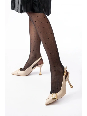 İNF-1151 Bej Günlük Arkası Açık Topuklu Bayan Ayakkabı