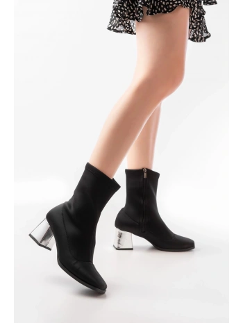 MSK-033 Dalgıç Siyah Topuklu Fermuarlı Kadın Bot