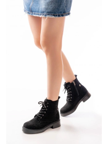 02-2003 Siyah Süet Bağcıklı Fermuarlı Günlük Kadın Bot