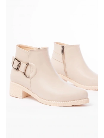 270-3030 Bej Toka Aksesuarlı Fermuarlı Günlük Kadın Bot