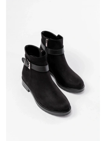 165-204/1 Siyah Süet Toka Aksesuarlı Fermuarlı Günlük Kadın Bot