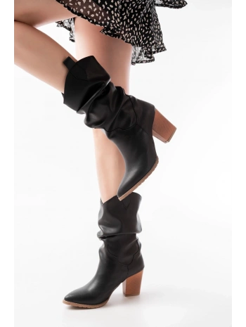 LS-1860 Siyah Körüklü Kalın Topuklu Günlük Kadın Bot