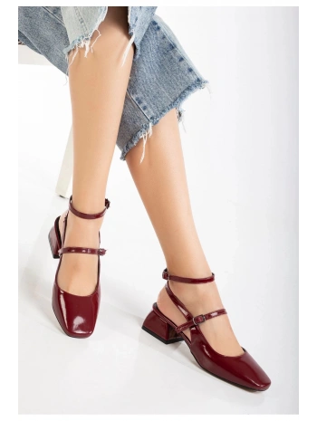 ST-003 Bordo Rugan Günlük 4 cm Topuklu Bayan Ayakkabı