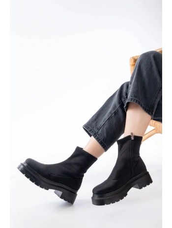236-2011 Siyah Dalgıç Fermuarlı Günlük Kadın Bot