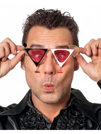 Siyah Beyaz Renk Martini Parti Gözlüğü