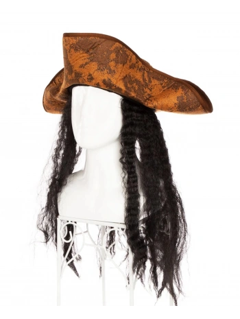 Siyah Saçlı Kaptan Korsan Şapkası