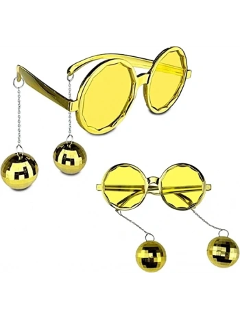 Disko Toplu Küpeli Parti Gözlüğü Altın Renk