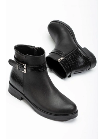 165-204/1 Siyaha Kroko Toka Aksesuarlı Fermuarlı Günlük Kadın Bot