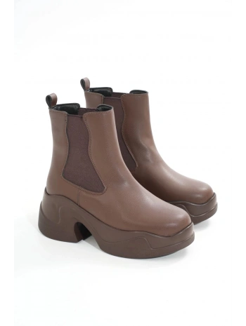 FZ-2400 Kahverengi Yüksek Tabanlı Lastikli Günlük Kadın Bot