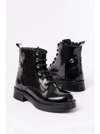 02-2003 Siyah Rugan Bağcıklı Fermuarlı Günlük Kadın Bot