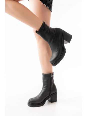 767-3012 Streç Siyah Fermuarlı Günlük Kadın Bot