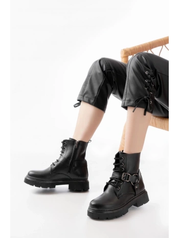 508-3038 Siyah Toka Aksesuarlı Fermuarlı Günlük Kadın Bot