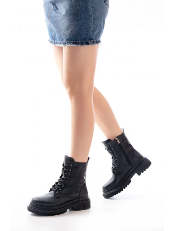812-356 Siyah Bağcıklı Fermuarlı Günlük Kadın Bot
