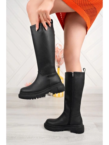 812-340 Siyah Fermuarlı Günlük Kadın Çizme