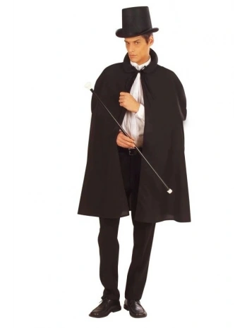 Siyah Sihirbaz Pelerini 120 Cm Ve Sihirbaz Şapkası 12 Cm Yetişkin Boy