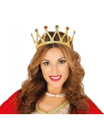 Rönesans Kostümlü Kraliyet Ortaçağ Altın Gold Kraliçe Prenses Tacı