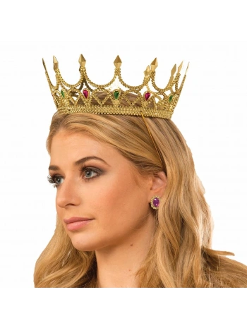 Taşlı Rönesans Kostümlü Kraliyet Ortaçağ Altın Kraliçe Prenses Tacı