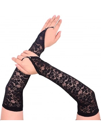 Parmak Askılı Zarif Gece Şıklığı Dantel Eldiven 40 Cm