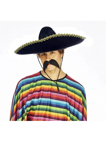 Sombrero Meksika Şapkası Mariachi Altın Şeritli Yetişkin Boy