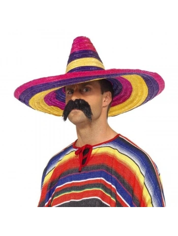 Sombrero Meksika Şapkası Renkli Örme Hasır Yetişkin Boy