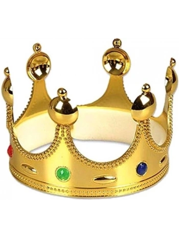 Plastik Kral Tacı Altın Renk Yetişkin Boy 55 Cm