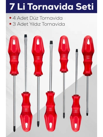 7li Tornavida Seti (4 Adet Düz Tornavida 3 Adet Yıldız Tornavida)