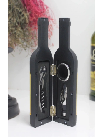 Şişe Tirbuşon Seti Küçük Siyah Alk2630