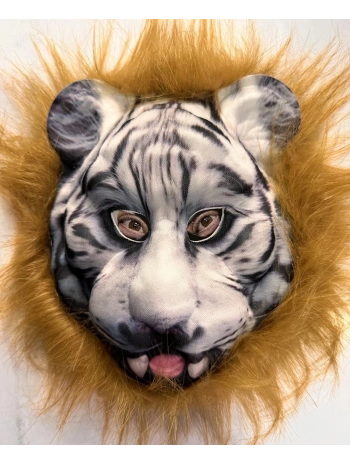 Kahverengi Saçlı Dişli Kaplan Maskesi Mega Peluş 25 No