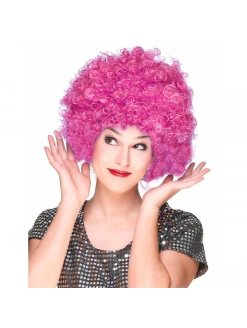 Fuşya Renk Kıvırcık Afro Bonus Peruk Saç Parti Peruğu