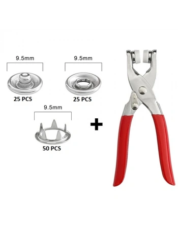 Metal Çıtçıtlı Düğme Pensesi Ve Düğmesi (25 Set)