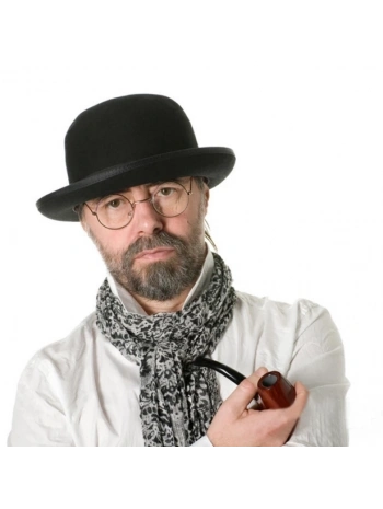 Siyah Renk Yetişkin Boy Retro Bowler Derby Şapkası 58 Cm